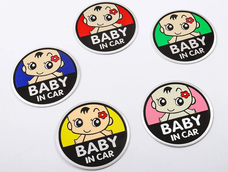 

Metal "BABY IN CAR" Warning Emblem,Fuel Tank Side ornament,Tail Sticker Personalized Car Sticker Circular Cute Car Decor