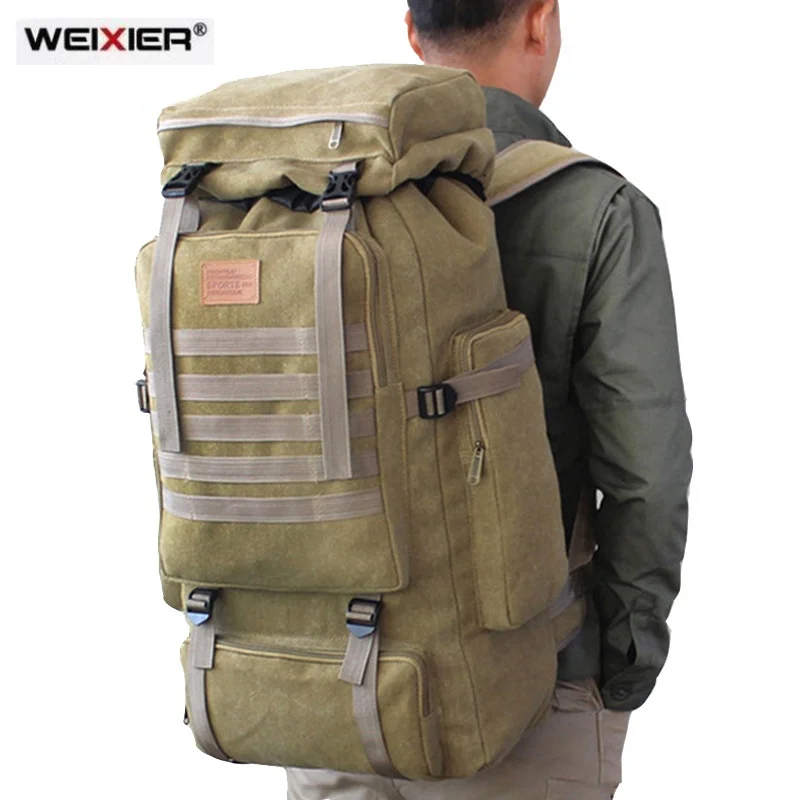 60L duże 2024 nowa torba plecak płócienny torby kempingowe plecak turystyczny Mochila bolsoa Travel Molle Men Outdoor sport