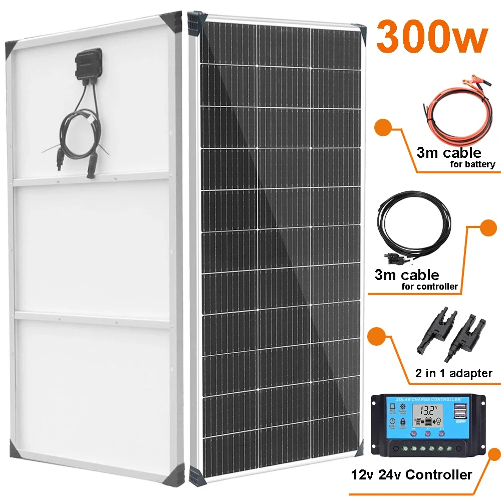 zonnepaneel 12v aluminium frame lichtgewicht fotovoltaïsche paneel 320w 300w 160w 150w 12v 24v acculader kit voor thuis camper RV boot balkon reizen EU magazijn DHL verzending
