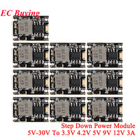 10pcs/1pc DC-DC Buck Power Supply Module Adjustable Step Down Converter Board 5V-30V To 3.3V 4.2V 5V 9V 12V 3A for Car Charging