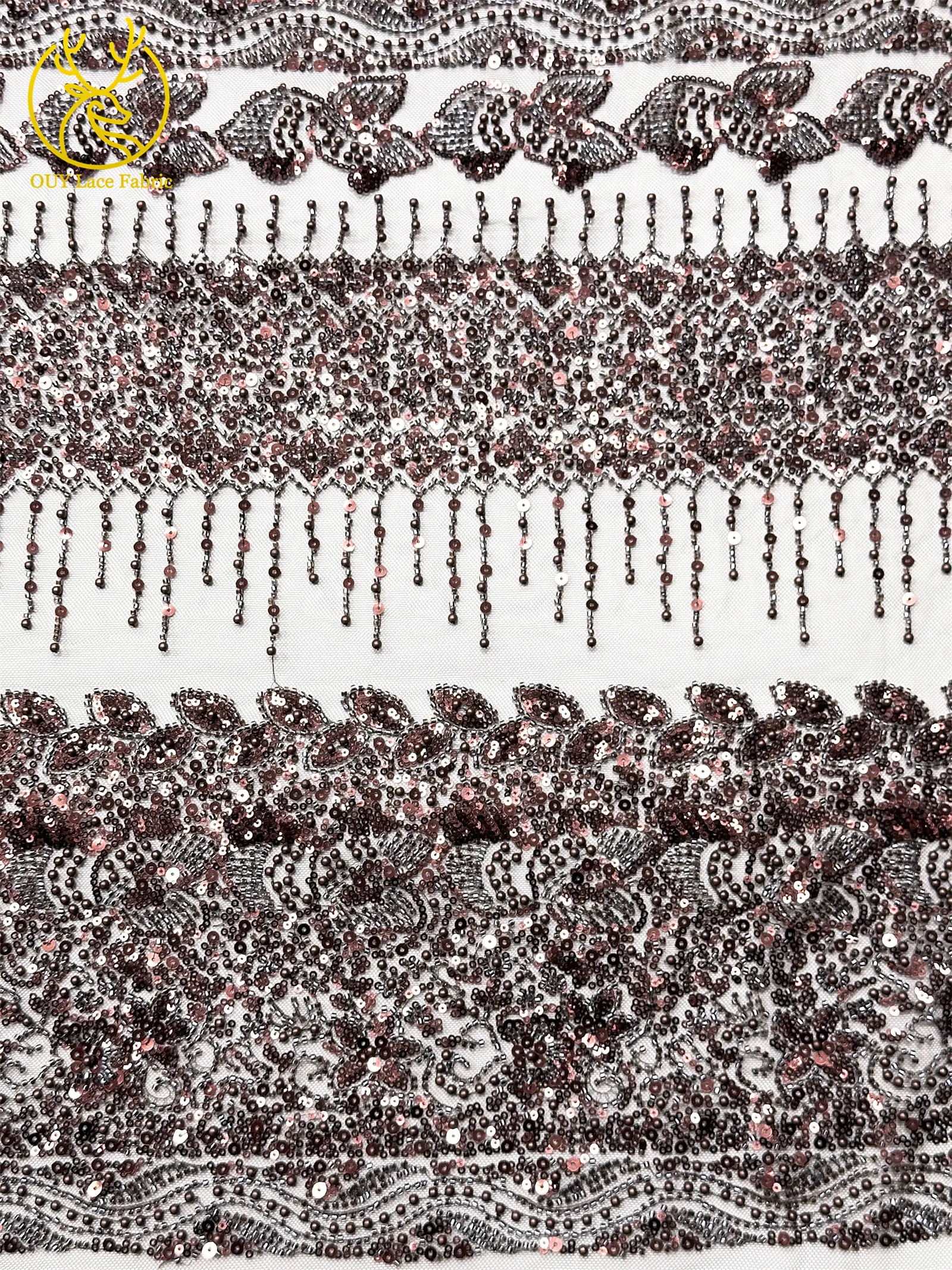 Roter Bräutigam-Perlen-Spitzenstoff 2026 Neuester französischer afrikanischer Mesh-Pailletten-Spitzenstoff Nigerianischer Tüll-Spitze für Brautparty-Kleider – Detail 14