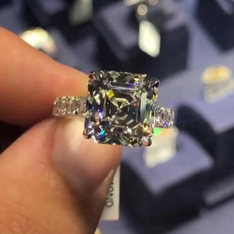 2023 New 925 Sterling Silver Fashion Luxury Diamond Ring Creative Geometric Type Engagement Wedding Ring