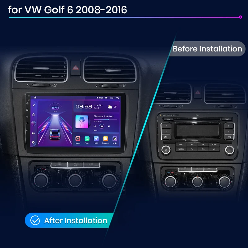 Junsun V1 AI Voice Wireless CarPlay Android Auto Radio for VW Volkswagen Golf 6 2008-2016 4G Car Multimedia GPS 2din autoradio