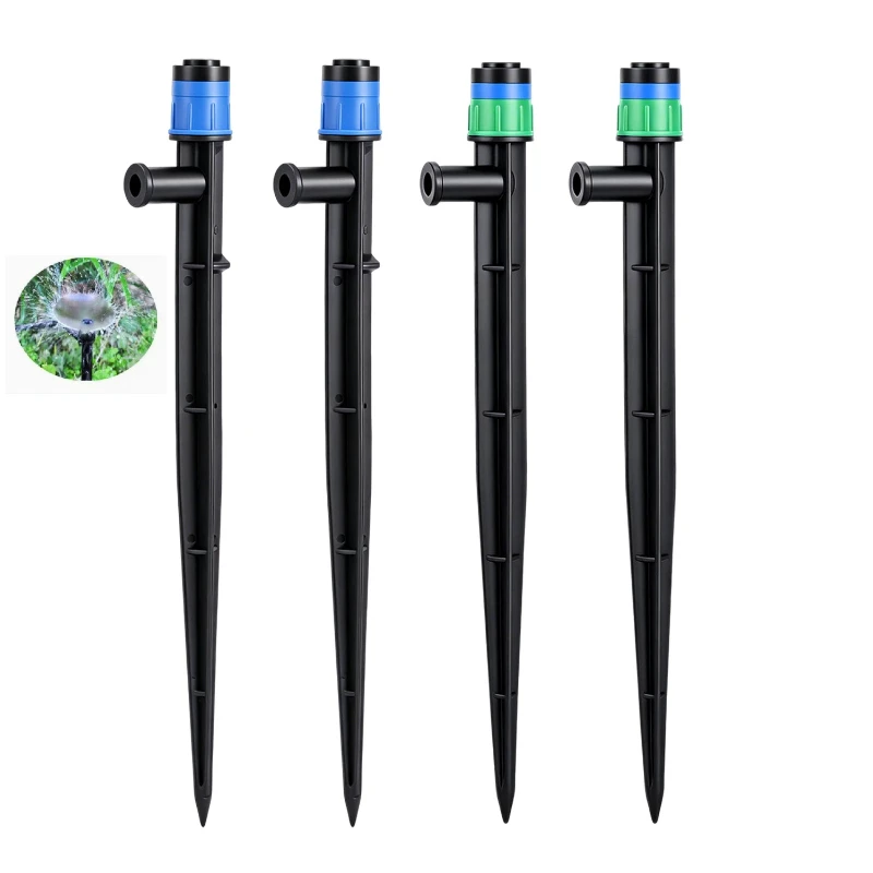 10Pcs 22cm Adjustable 360° Ground Spike Sprinkler Nozzle for 4/7mm Hose Drip Irrigation Watering System Kit Pot Plant Greenhouse