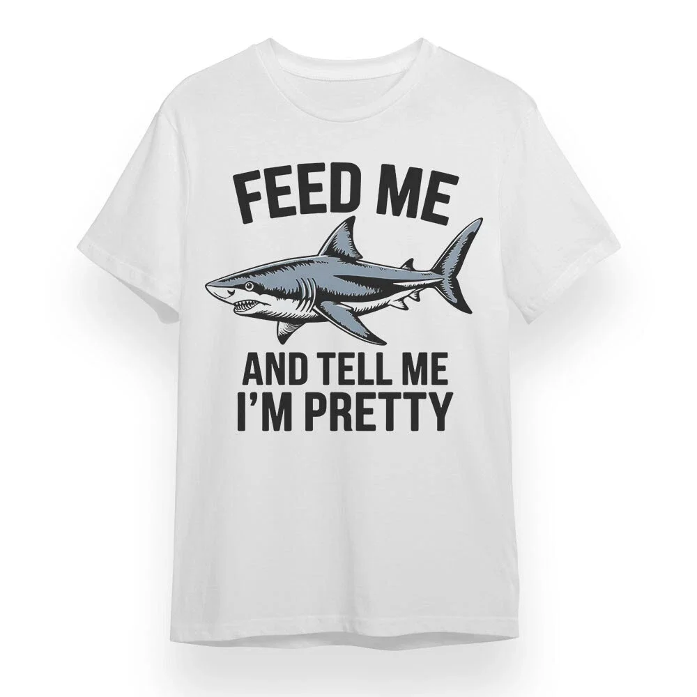 

Humorous Shark Print Summer Luxury Brand Pure Cotton Men's and Women's T-shirt Short-sleeved Street Fashion Trend Clothing