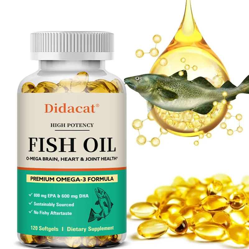 

Omega 3 Fish Oil Softgels 2000mg, Rich in EPA & DHA, Support Brain, Cardiovascular, Heart, Joint & Skin Daily Nutritional Care