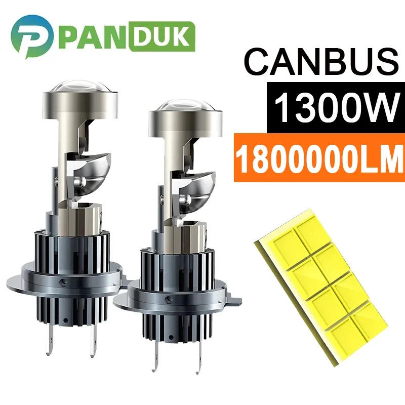 

ENGZEA 2 PCS 1300W 1800000LM Led Projector H4 Lens H4 H8 H9 H11 9005 HB3 9006 HB4 Car Mini Headlight Bulbs Canbus HeadLamp