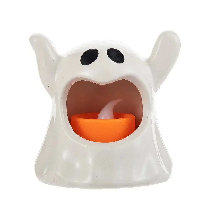 Halloween Candle Holder LED Candlestick Kawaii Ghosts Ornament Lighting Candle Holder Halloween Party Desktop Decor Gift for Kid