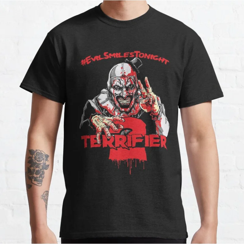 

0528 Retro Horror movie Art the clown killer Terrifierscary halloween Gift t shirt Scream film Graphic clothes All size tops