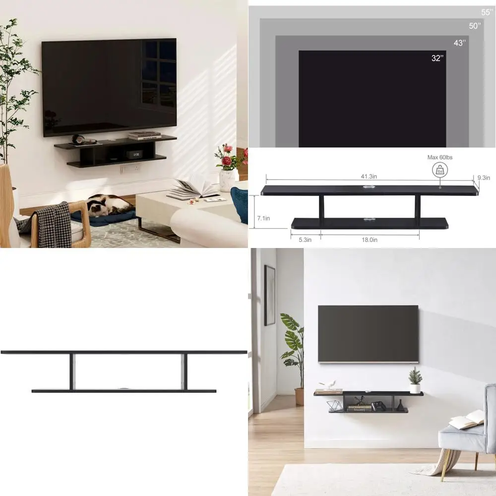 

Компактная тумба под телевизор с настенным креплением, развлекательный центр, полки для хранения DVD-плеера, идеально подходит для спальни или гостиной