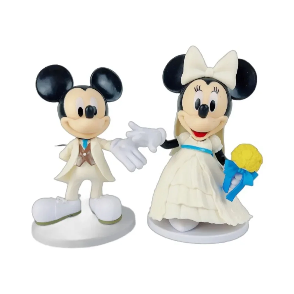 

Mickey Mouse Disney Cute Cartoon Anime Exquisite Wedding Dress Mickey Minnie Handmade Doll Model Car Desktop Ornament Toy Gift