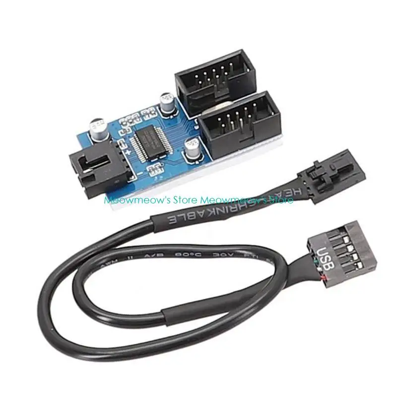 W91A 9Pin USB رأس 1 إلى 2 تمديد بطاقة الكابل سطح المكتب 9PIN USB2.0 موصلات محاور