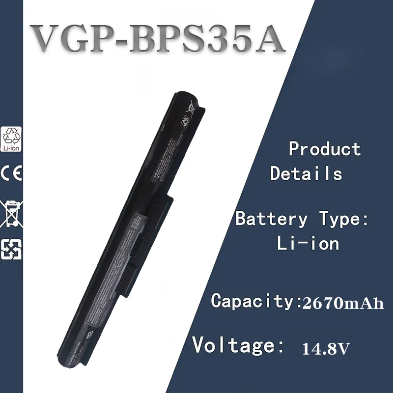 Pengganti Baterai Laptop Sony VGP-BPS35A Baru 14.8V 2670mAh untuk Laptop SONY VAIO Fit 14E 15E SVF143A1