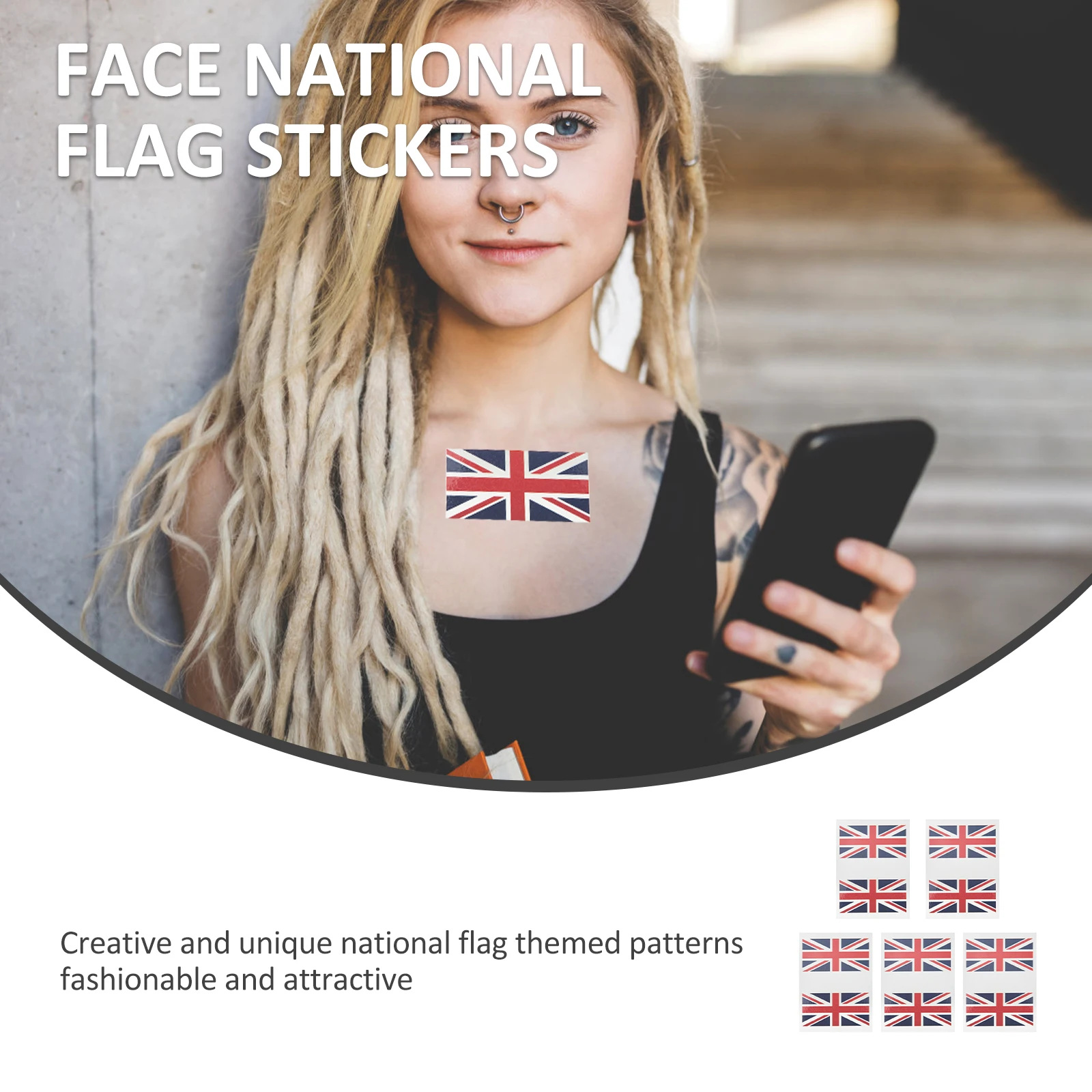 

5 Sets Of Beautiful British Flag Face Stickers Waterproof Temporary Tattoos For Events