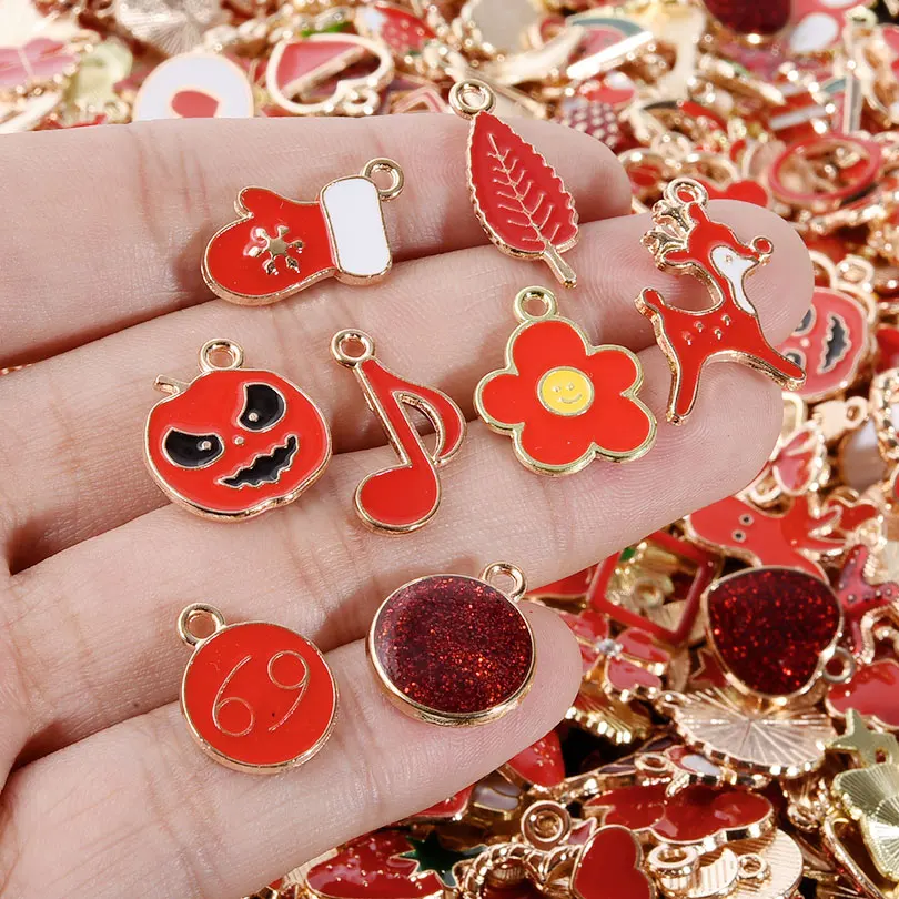 Mixed 20pcs/lot Colorful Assorted Enamel Charms Animal Star Fruit Moon Pendants for Necklaces Bracelets DIY Jewelry Craft Making