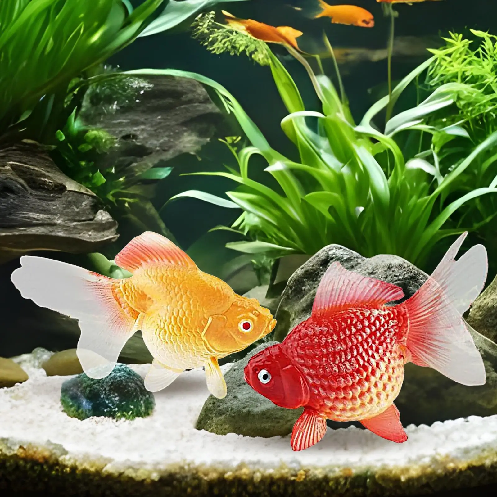 2 Pieces Dynamic Decoration Fish Ornament Floating Toy Gold Fish Ornament Fake With Natural Drifting Motion For Home Offices