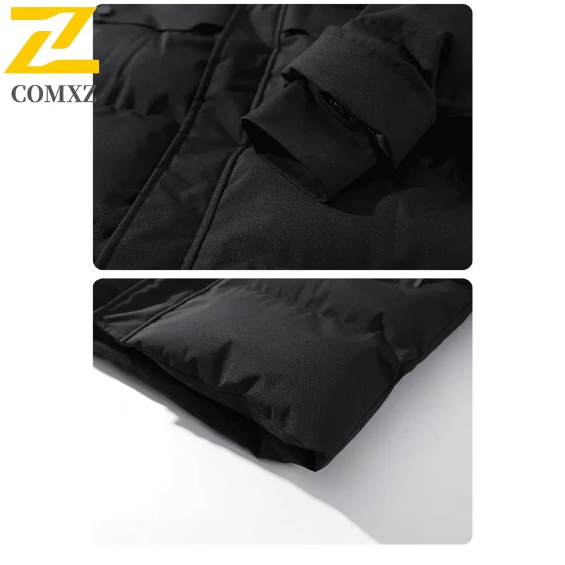 معطف COMXZ Premium المطر كاجوال للعمل مبطن بالقطن معطف فضفاض متوسط الطول مناسب للعمل والترفيه سترة شتوية خفيفة الوزن