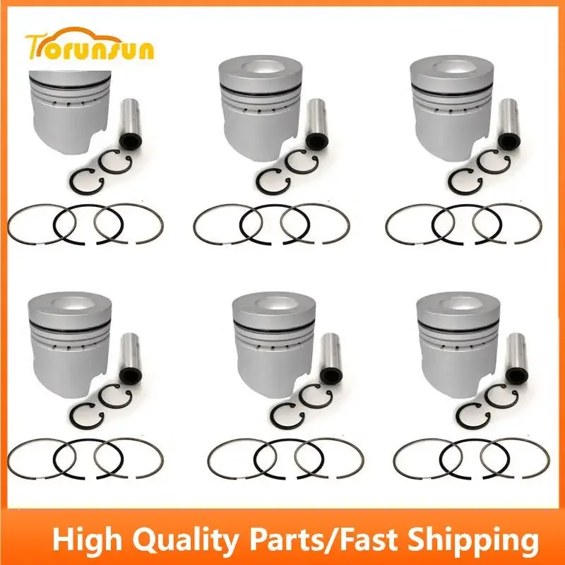 

New 6 Sets STD Piston Kit With Ring ME072170 Fit For Mitsubishi 6D14 Engine 110MM