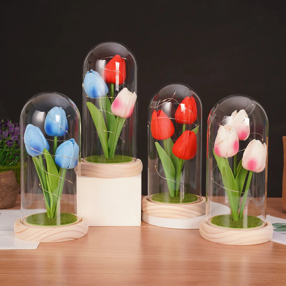 Geschenk für Frauen Simulation Tulpen glas Abdeckung kreative Dekoration Geschenk für Valentinstag Geschenk Drops hip