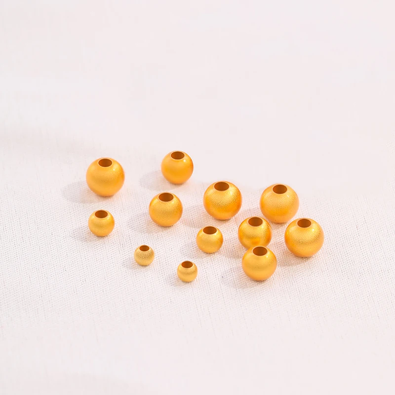 10Pcs No Fade Matte Round Copper Beads For DIY Jewelry Making Bracelet Necklace Handmade Crafts Accessories 18K Gold Plated