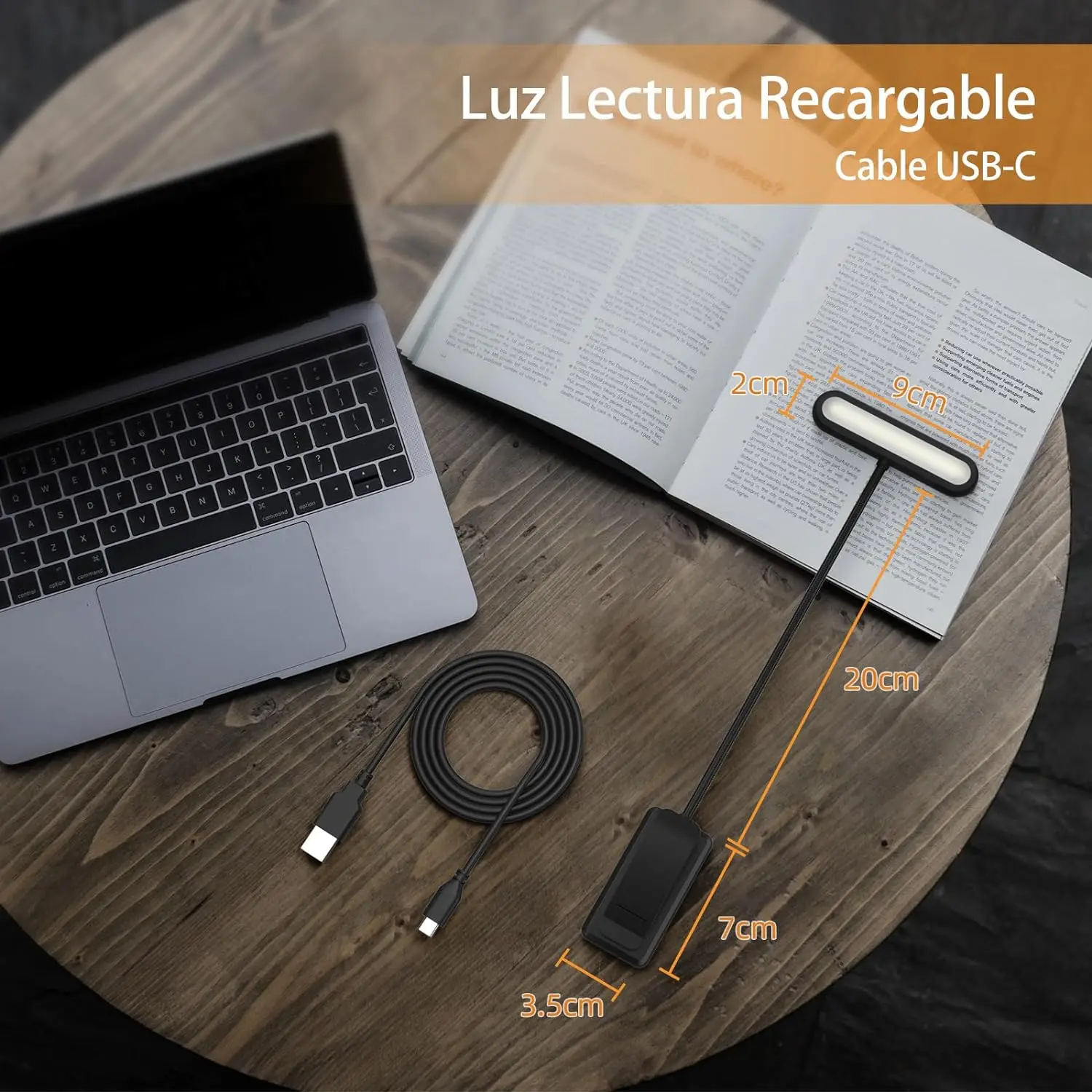 Luz de leitura recarregável USB, 14LEDs, Quente, Legal, Branco, Luz do dia, Portátil, Flexível, Clipe Fácil, Lâmpada da noite