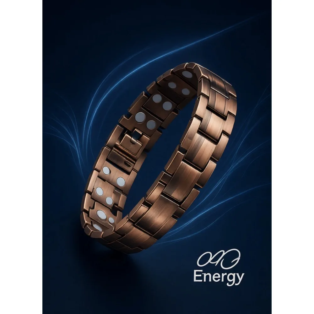 

Магнитный браслет из чистой меди для мужчин с двойной прочной застежкой-трансформером