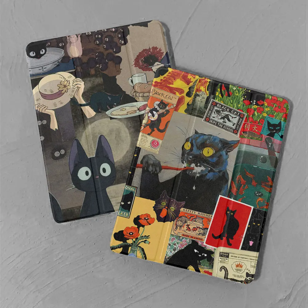 Ipad case Funny black cat pattern 2022Pro 11 Case Air 5 For Funda ipad10th Generation Mini 6 2024 10.2 9.7 8.3in 2018Cover