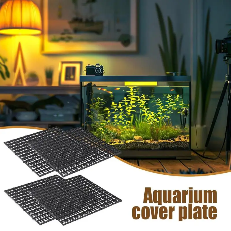 Fish Tank Cover 4pcs Grid Panel Aquarium Lid Hood Turtle Basking Area Aquarium Filter Plate Anti-Jumping Terrarium Lid