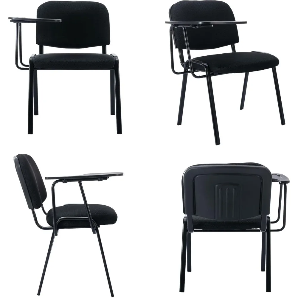 Lot de 10 fauteuils empilables en maille noire, chaises de réception avec table rabattable, chaise pour salle de réunion scolaire