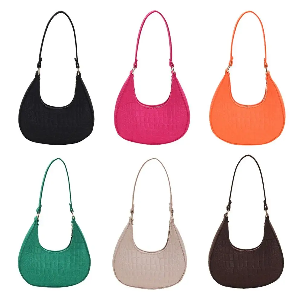 

Модные фетровые сумки подмышки из крокодиловой кожи в форме луны, сумки на плечо, кошельки для женщин и женщин