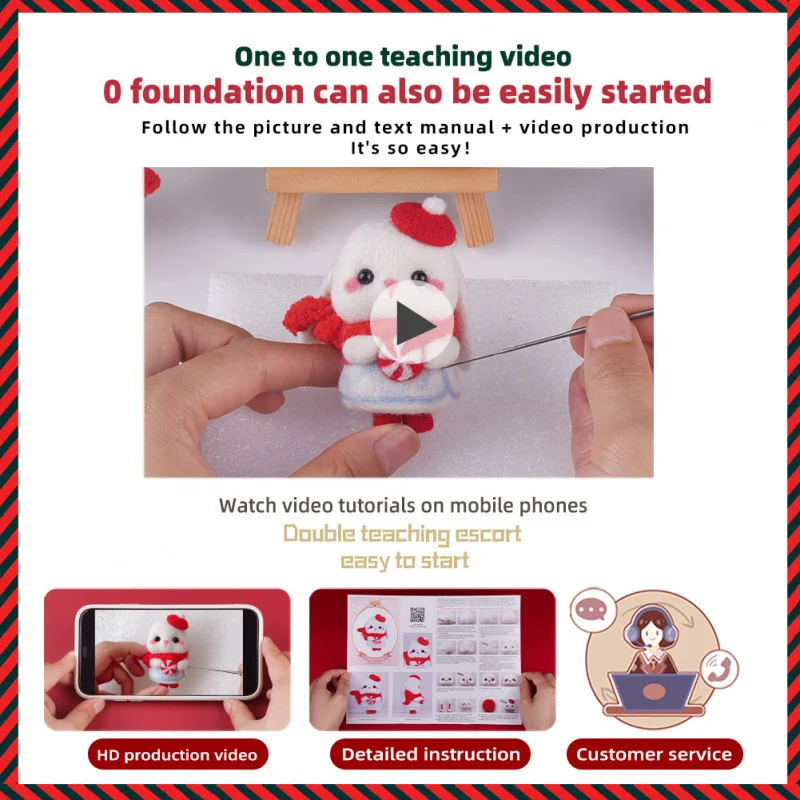 

Wool Felt Punch Needle Snow White Series with Video Teaching Manual DIY for Gift