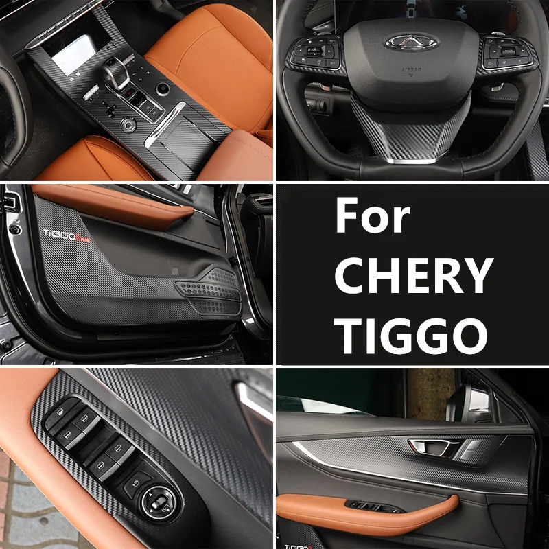 For CHERY TIGGO 8plus interior film paper modified 3D carbon fiber pattern gear position anti-kick accessories high quality