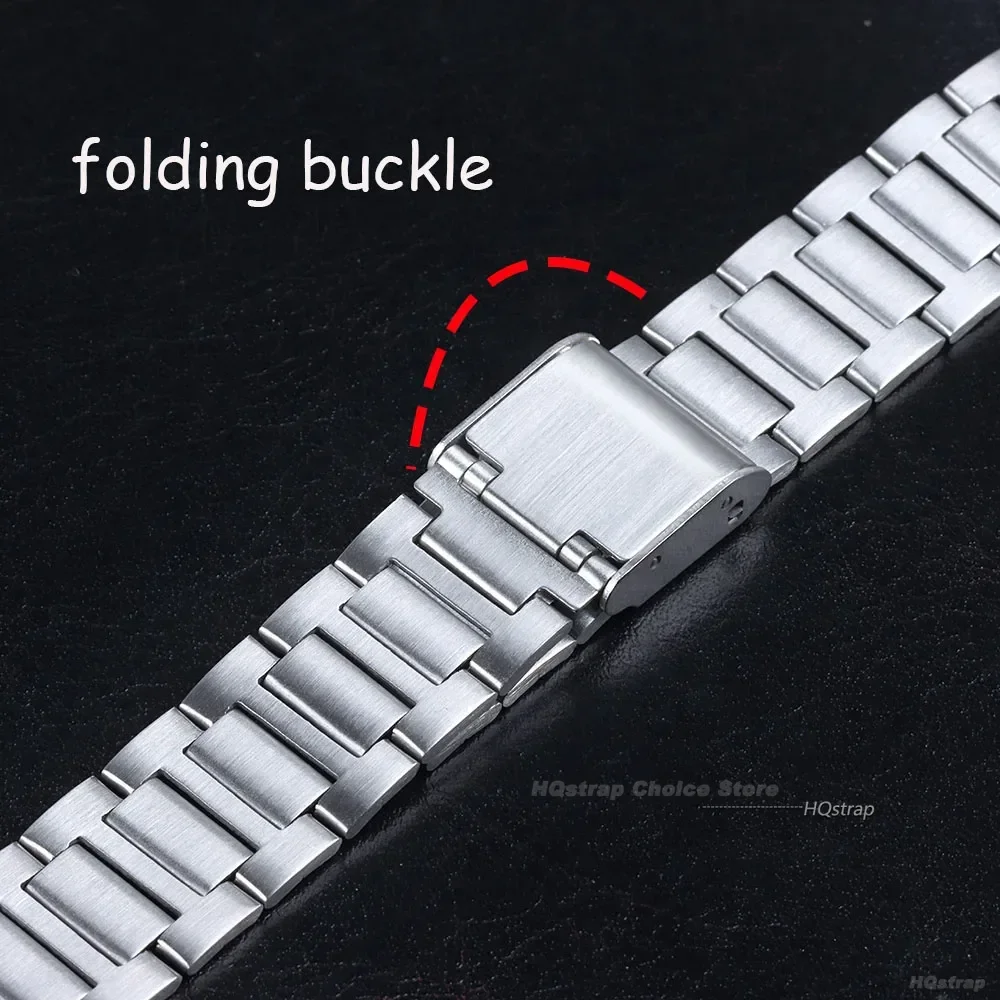 Ремешок металлический для Casio A158/A159/AQ230/F91W/AE1200/AE1300/B650/AQ230, Классический Маленький квадратный браслет из нержавеющей стали 18 мм