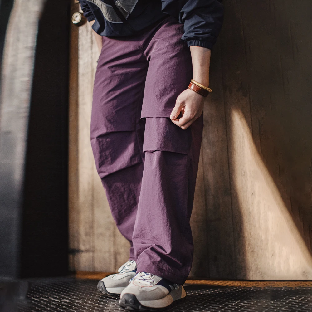 

Maden уличные морщинистые брюки десантника с тонкой эластичной резинкой на талии, повседневные прямые брюки для мужчин, весенне-осенние универсальные спортивные штаны