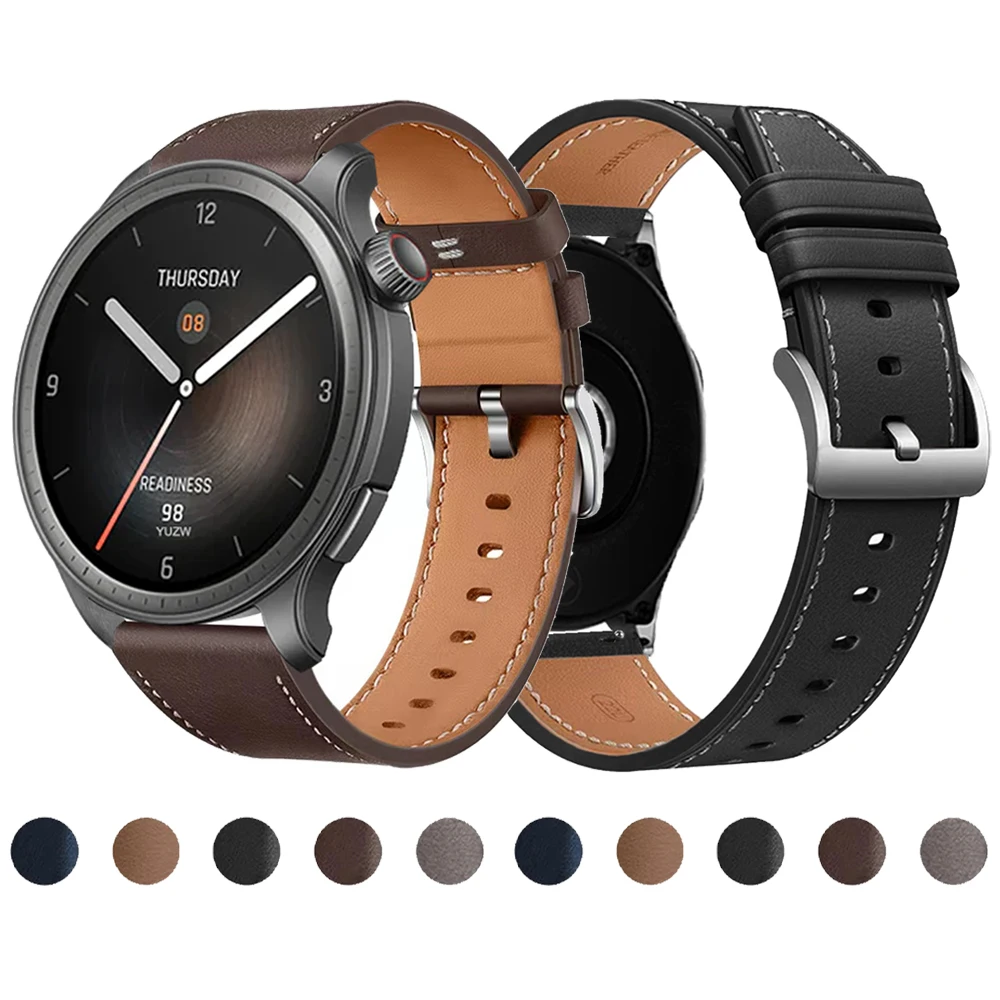 20mm 22mm Leather Watch Strap For Huami AMAZFIT BALANCE/CHEETAH Business Band Amazfit BIP 6 5 GTR 4 3 Pro 47mm GTS 4 2 Wristband