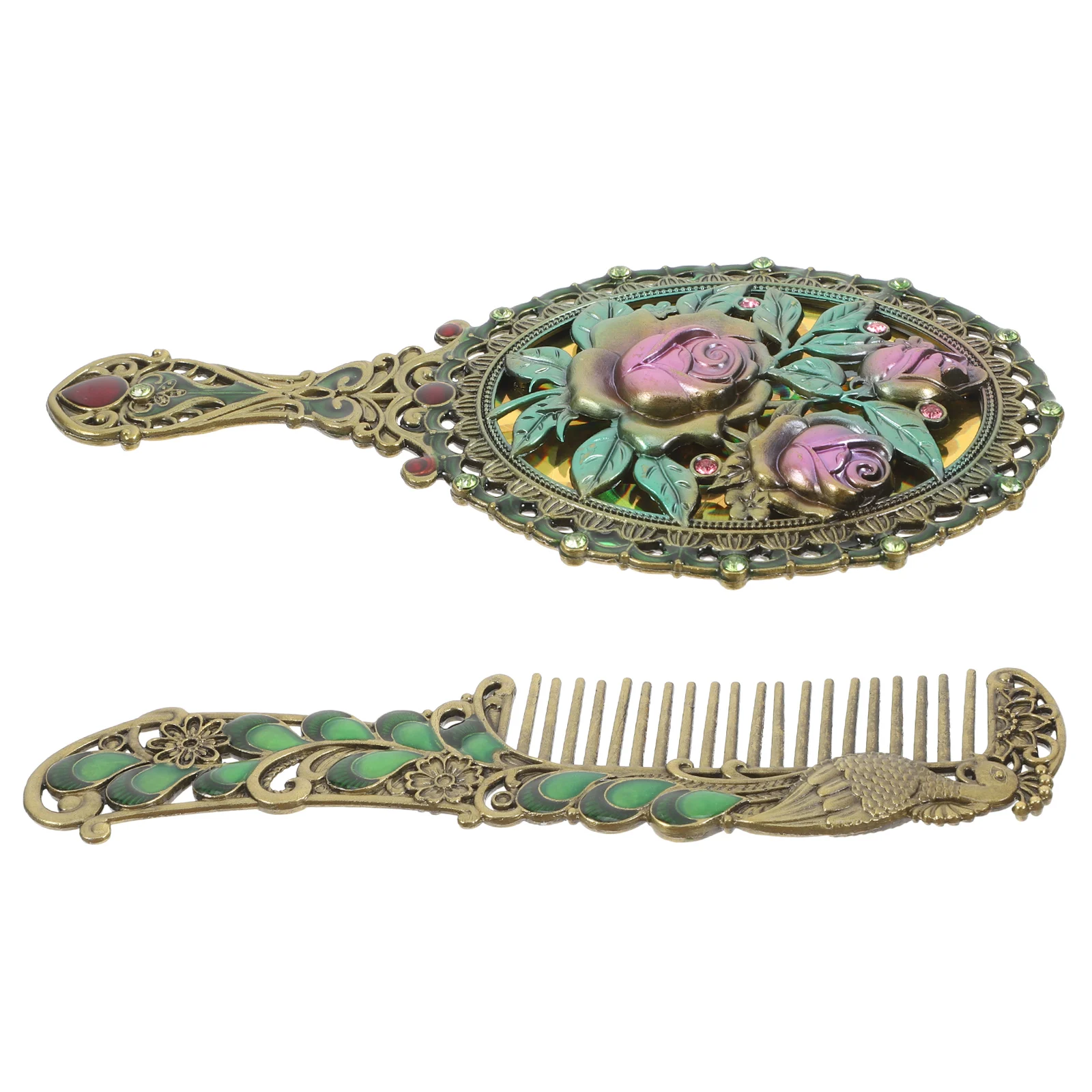 Miroir de maquillage à poignée compacte, vert armée, Portable, décoratif de voyage, Adorable petite douche sans buée, résistant à l'usure