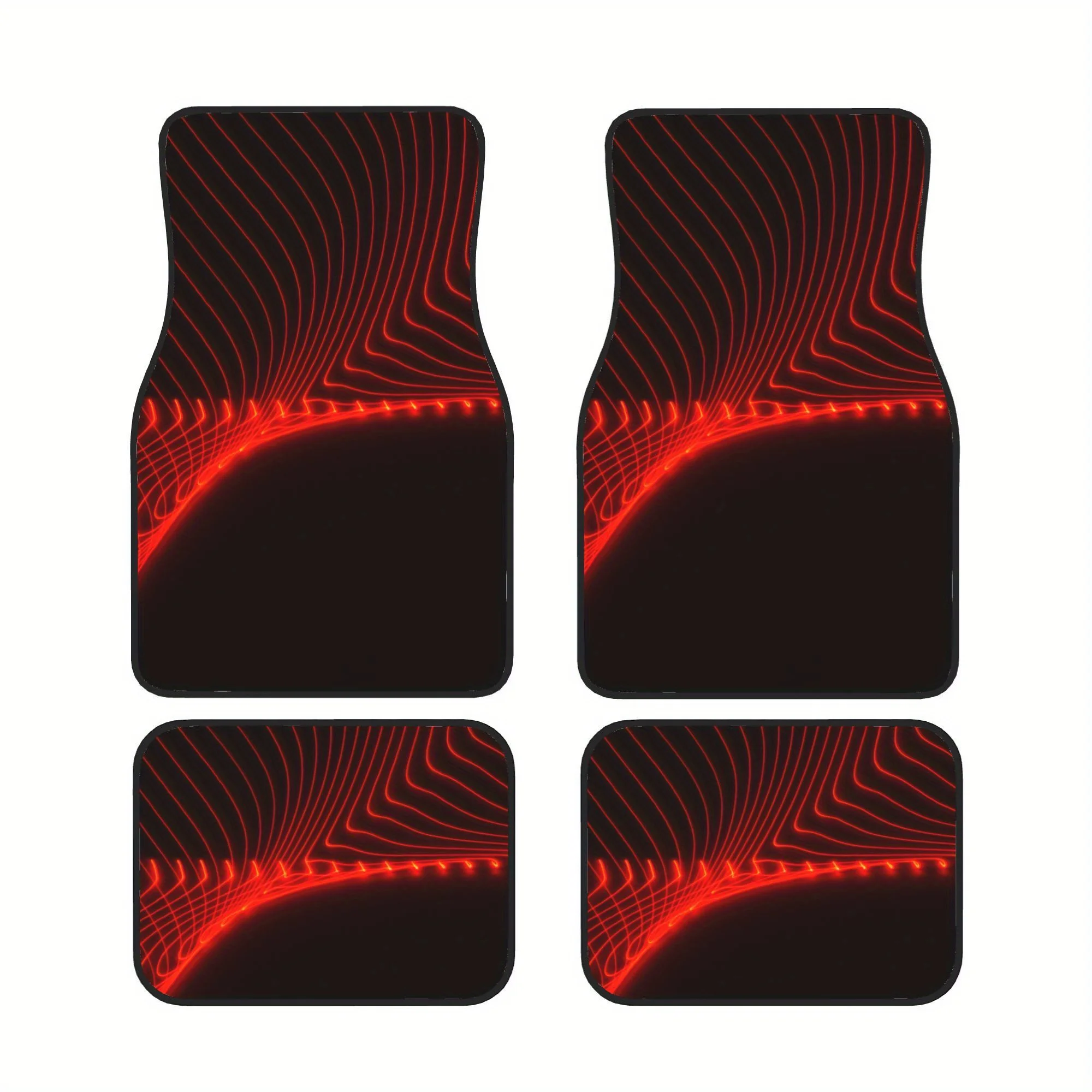

4pcs Universal SUV Car Floor Mats With Striped Theme Elements, Suitable For All Vehicles' Front And Rear Seats, Fashionable And