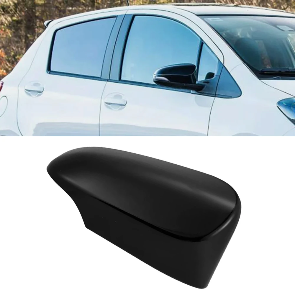 1pc Left/Right Side Mirror Cover Side Door Wing Mirror Cover Cap Black for Toyota Yaris 2012-2019