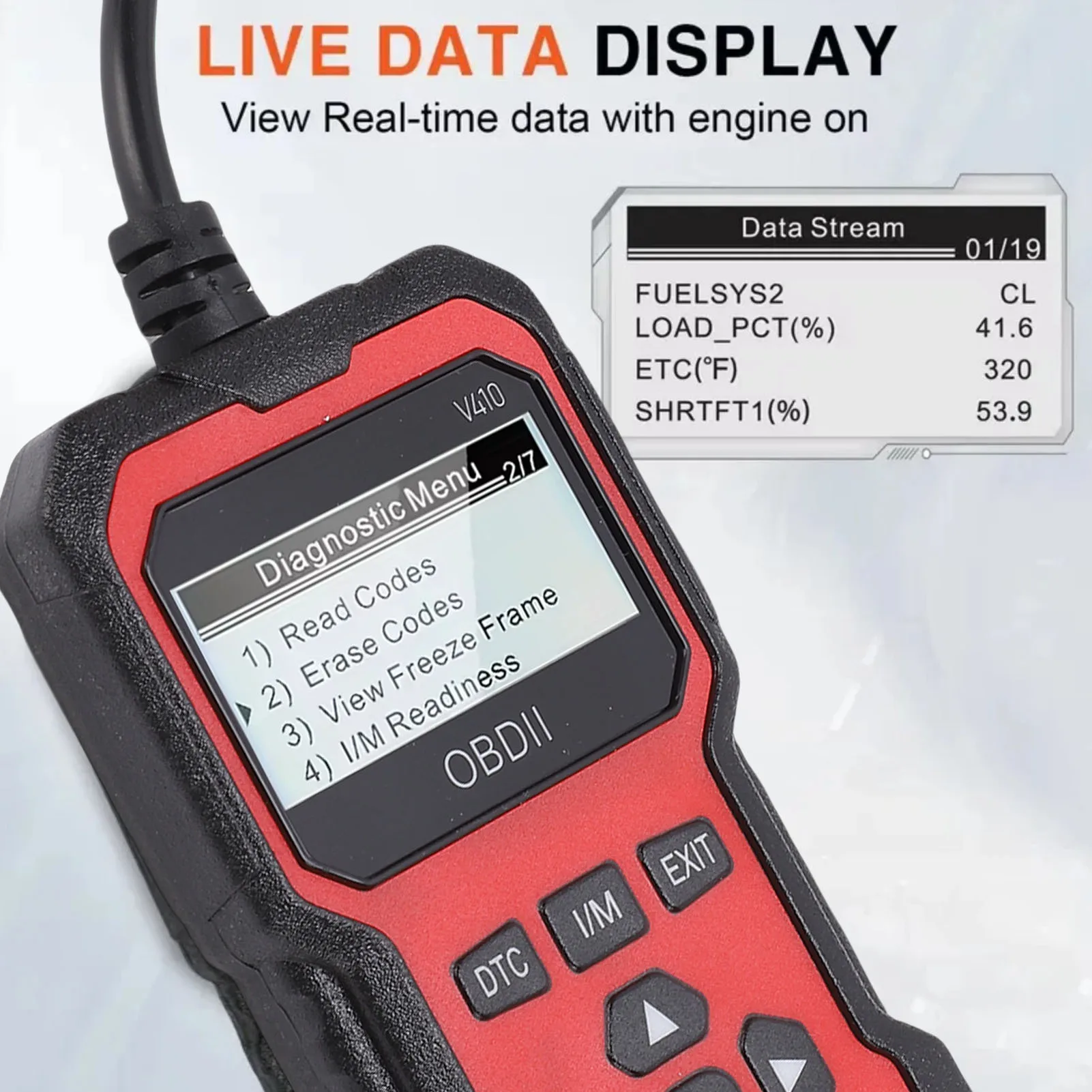 V410 For Obd2 For Code Reader Car Engine Fault Scanner For 12V Vehicle Data Stream Diagnostic Tool Automotive Inspection Device