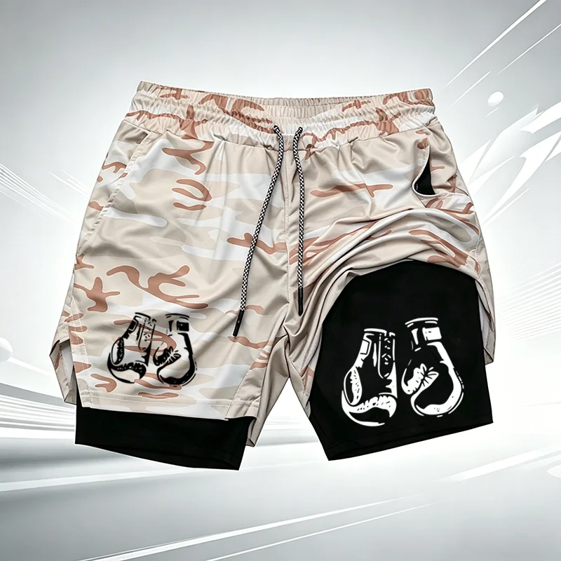 Men 2‑in‑1 Sports Shorts Quick - Compression Shorts Athletes 评论和价格