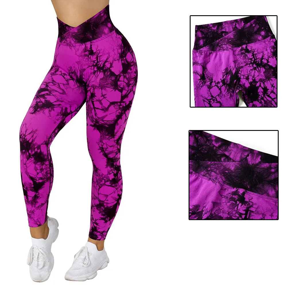 Tie Dye Fitness Legging Mulher Push Up Workout Esporte Leggings Mulheres Scrunch Butt Roupa Feminina Ginásio Sem Costura Legging Calças