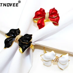 Bowknot Design Anéis De Guardanapo, Suporte De Anel Para Festa De Casamento, Banquete De Férias, Decoração De Mesa De Natal, 5 Cores, ERP53, 4Pcs