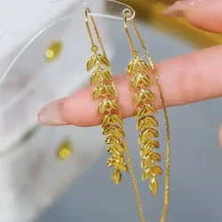 Elegant Wheat Long Tassel Drop Earrings for Women Gold Color Fashion Luxury Earrings Trendy Statement Exquisite Jewelry