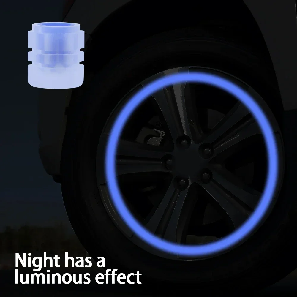 5 Color Luminous Tire Valve Cap Car Wheel Hub Glowing Dust-proof Decorative Tyre Rim Stem Covers Applicable Motorcycle Bike Auto