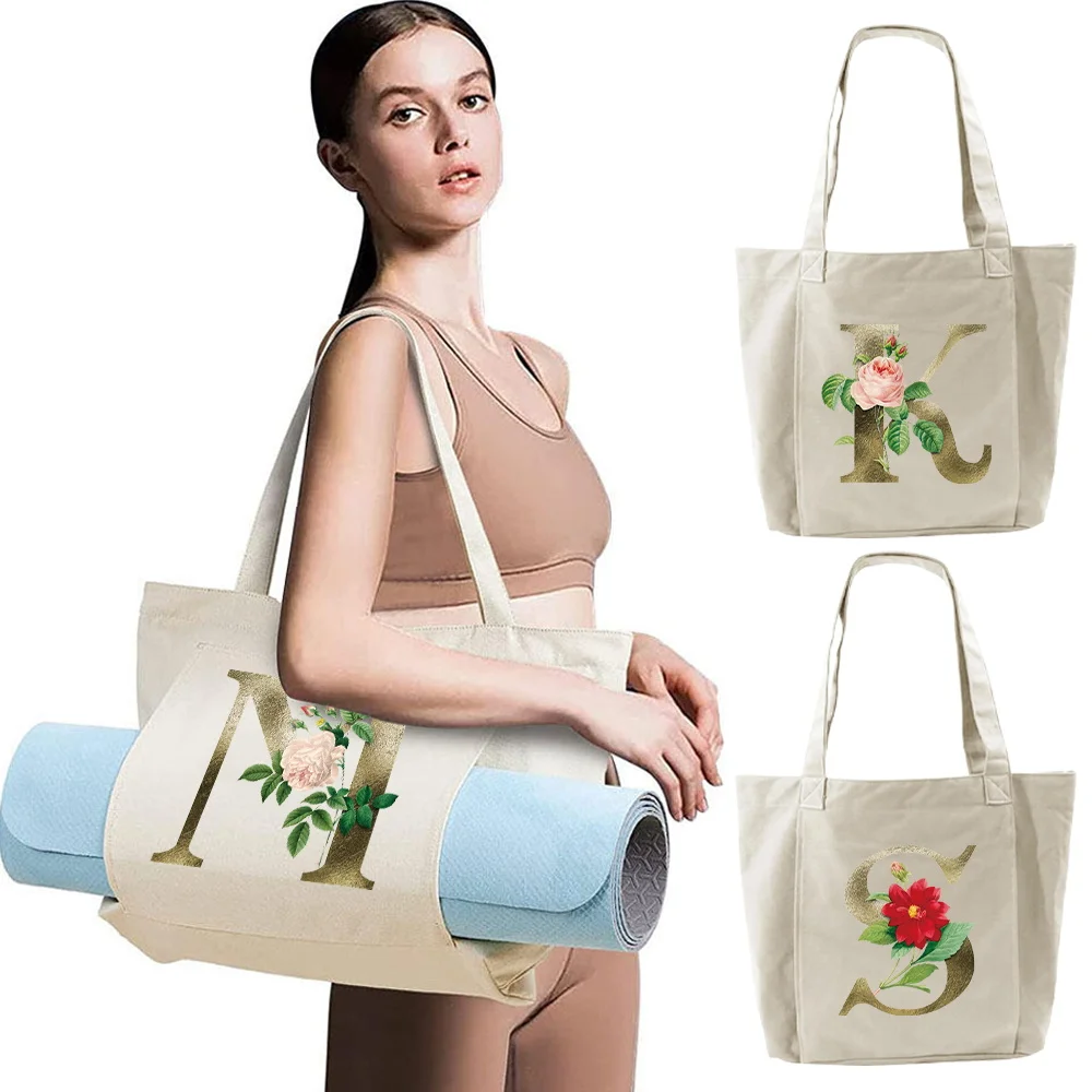 

Canvas Yoga Bag for Women Single Shoulder Large Capacity Portable Fitness Travel Pilates Equipment Storage Bag