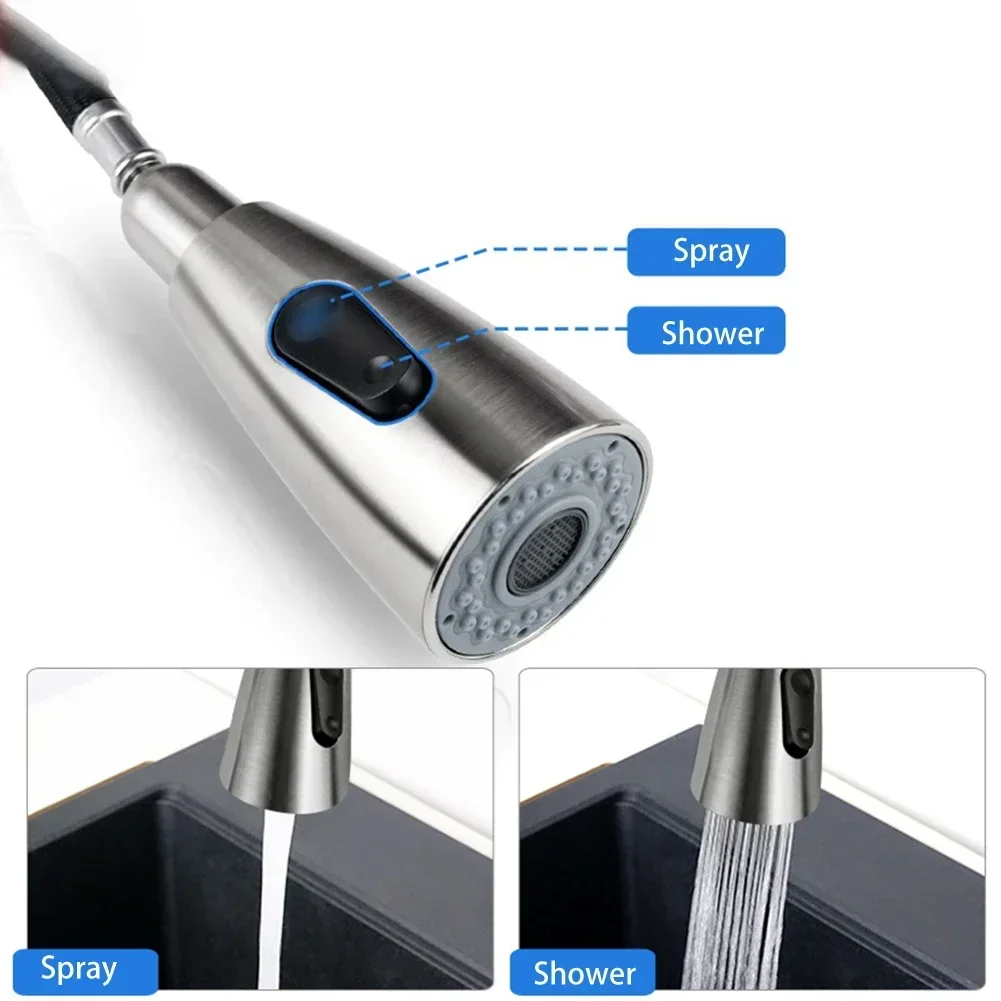 

Rust-resistant 360° New Rotate Swivel Spray Tap Head Water Saving Aerator Rain Two Spray Style Black Kitchen Sink