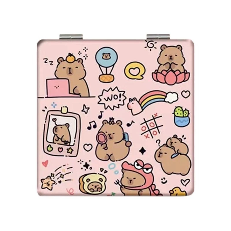 Gương trang điểm gấp gương trang điểm hình vuông nhỏ gương tay cầm tay động