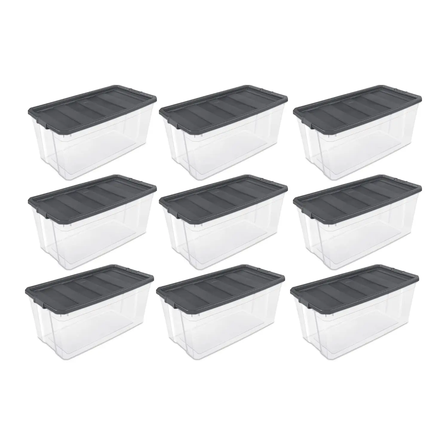 200 Quart Plastic Stacker Box, Lidded Storage Bin Container for Home and Garage Organizing, Shoes, Tools