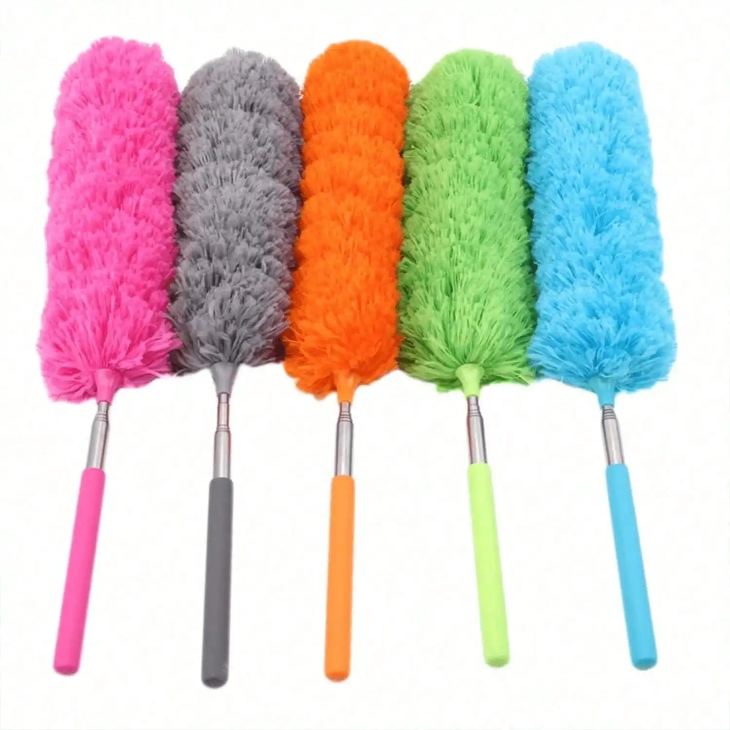 Colorful Retractable Ultra-Fine Fiber Duster - Stainless Steel Handle, Bendable & Reusable Duster Head, Efficient Cleaning For Furniture, Car, Glass & More - No Battery Needed, Suitable For Bedroom, Living Room & More, Cleaning Duster
