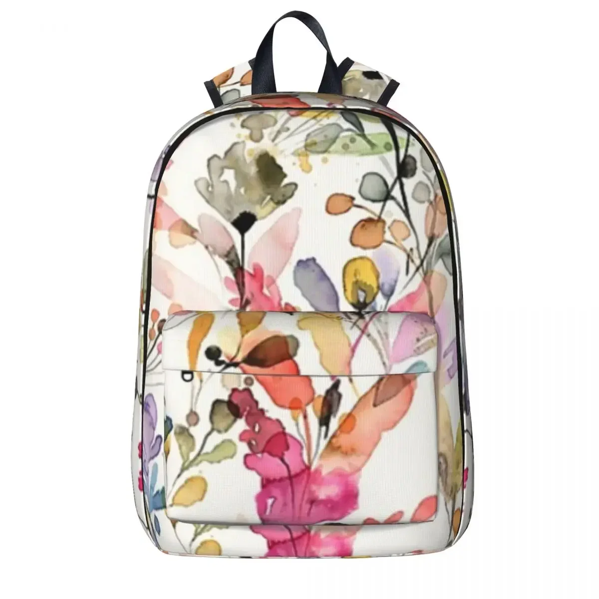 Wild Flowers And Plants Watercolor - Wild Nature Botanical Print Backpack Student School Bag Laptop Rucksack Travel Rucksack